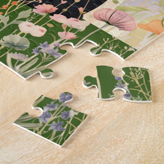 Schwarze Katze in Blume Puzzle (Seite)