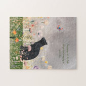 Schwarze Katze in Blume Puzzle (Horizontal)