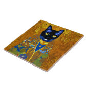 Schwarze Katze in Burnoose Fliese (Seite)