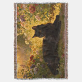 Schwarze Katze in den Blumen I Decke (Vorderseite Vertikal)