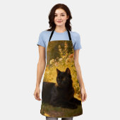 Schwarze Katze in den Blumen I Schürze (Getragen)