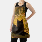 Schwarze Katze in den Blumen I Schürze (InSitu)