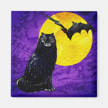Schwarze Katze in der Halloween-Nacht