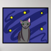 Schwarze Katze in der Nacht Poster (Vorne)