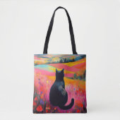 Schwarze Katze in der schönen Natur Tasche (Vorderseite)