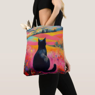 Schwarze Katze in der schönen Natur Tasche
