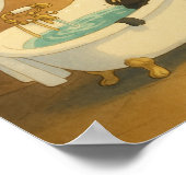 Schwarze Katze in einem Clawfoot Bathtub Art Print Poster (Ecke)