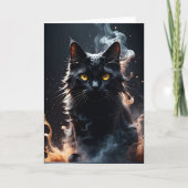 Schwarze Katze in einem Dunst glänzender Smoke-Gru Karte (Vorderseite)
