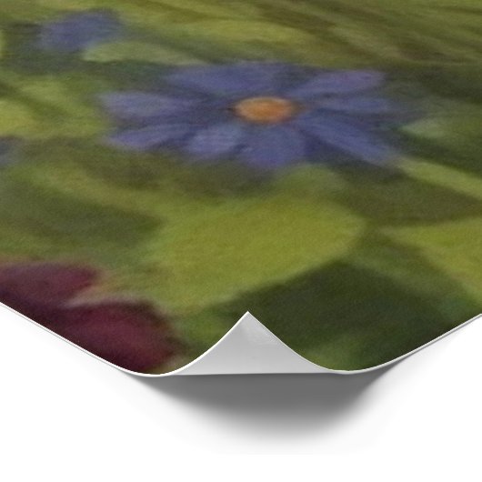 Schwarze Katze in einem Gartenposter Poster (Ecke)