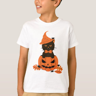 Schwarze Katze in einem Kürbis, Halloween T-Shirt