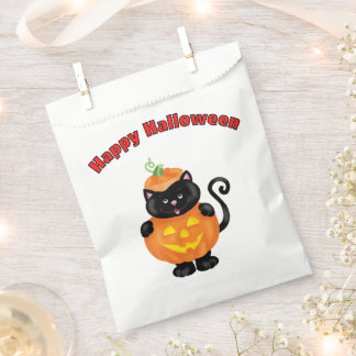Schwarze Katze in einem Kürbiskostüm Geschenktütchen