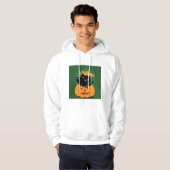 Schwarze Katze in einem Pumpkin Mens Hoodie (Vorne ganz)