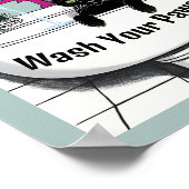 Schwarze Katze in einem Sink, Waschraum, Pfoten wa Poster (Ecke)