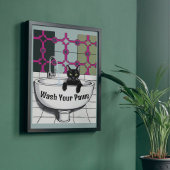 Schwarze Katze in einem Sink, Waschraum, Pfoten wa Poster