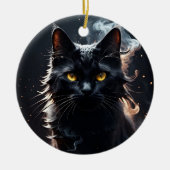 Schwarze Katze in einem Sumpf des Rauchens Mystifi Keramik Ornament (Vorne)