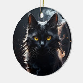 Schwarze Katze in einem Sumpf des Rauchens Mystifi Keramik Ornament (Links)