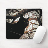 Schwarze Katze in einem unheimlichen Baum Mousepad (Mit Mouse)