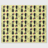 Schwarze Katze in einem Weihnachtshut Geschenkpapier (Flach)