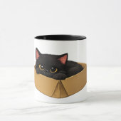 Schwarze Katze in einer Box Tasse (Zentrum)