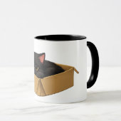 Schwarze Katze in einer Box Tasse (VorderseiteRechts)