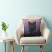 Schwarze Katze in einer Lavenderfelddarstellung Kissen (Stuhl )