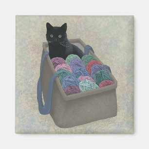 Schwarze Katze in Garntüte Magnet