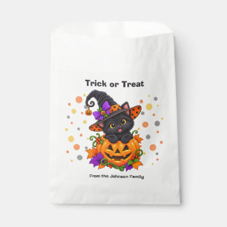 Schwarze Katze in Halloween-Kürbis individuell Geschenktütchen