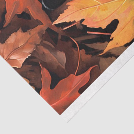 Schwarze Katze in Herbstlauben 1 Dekopapier Seidenpapier (Ausschnitt)