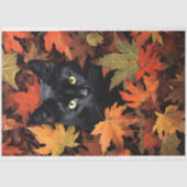 Schwarze Katze in Herbstlauben 1 Dekopapier Seidenpapier (Vorderseite)
