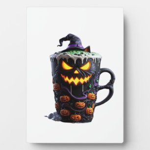 Schwarze Katze in Hexenhut – Matcha Latte Magie Cl Fotoplatte