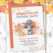 Schwarze Katze in Hexenhut Spooktacular-Kindergebu Einladung