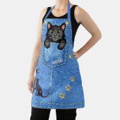 Schwarze Katze in Imitaten Denim Pocket mit Indivi Schürze (InSitu)