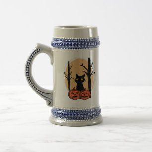 "Schwarze Katze in KürbisHalloween-Tasse - Niedlic Bierglas