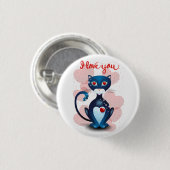 Schwarze Katze in Liebe Button (Vorne & Hinten)