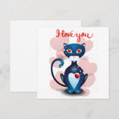 Schwarze Katze in Liebe Feiertagskarte (Vorne/Hinten)