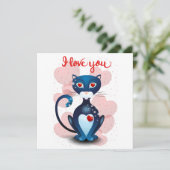 Schwarze Katze in Liebe Feiertagskarte (Stehend Vorderseite)