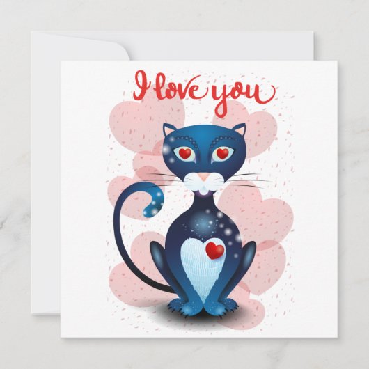 Schwarze Katze in Liebe Feiertagskarte (Vorderseite)