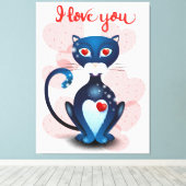 Schwarze Katze in Liebe Leinwanddruck (Insitu (Holzboden))
