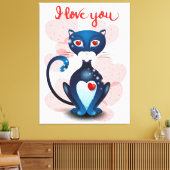 Schwarze Katze in Liebe Leinwanddruck (Insitu (Wohnzimmer))