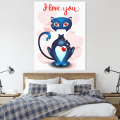 Schwarze Katze in Liebe Leinwanddruck (Insitu (Schlafzimmer))