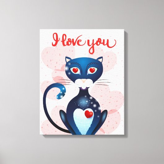 Schwarze Katze in Liebe Leinwanddruck (Vorderseite)