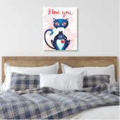 Schwarze Katze in Liebe Leinwanddruck (Insitu (Schlafzimmer))
