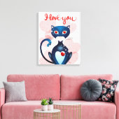 Schwarze Katze in Liebe Leinwanddruck (Insitu (Wohnzimmer))