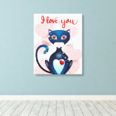 Schwarze Katze in Liebe Leinwanddruck (Insitu (Holzboden))
