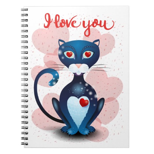 Schwarze Katze in Liebe Notizblock (Vorderseite)