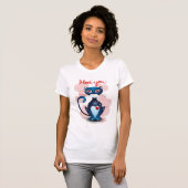 Schwarze Katze in Liebe T-Shirt (Vorne ganz)
