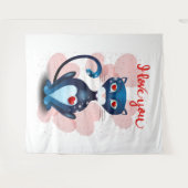 Schwarze Katze in Liebe Wandteppich (Vorderseite (Horizontal))