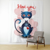 Schwarze Katze in Liebe Wandteppich (Beispiel)
