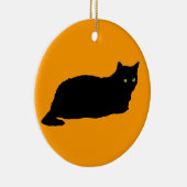 Schwarze Katze in Orange Keramikornament (Rechts)