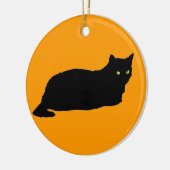 Schwarze Katze in Orange Keramikornament (Links)